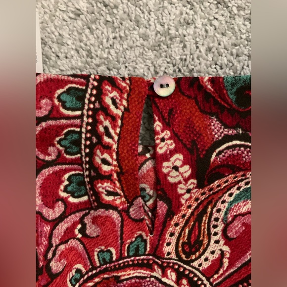 New J Jill Women’s Size S Multicolored Long Sleeve Paisley Blouse Keyhole Neck - Picture 11 of 14
